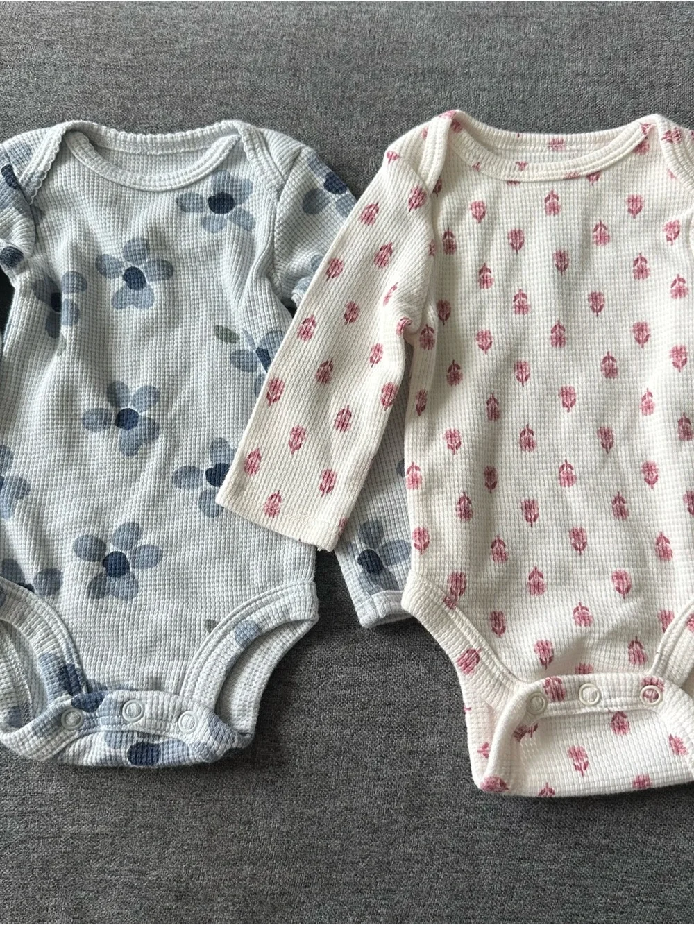 Carters Kids Long-Sleeve One-Piece Bodysuits in Blue & Pink